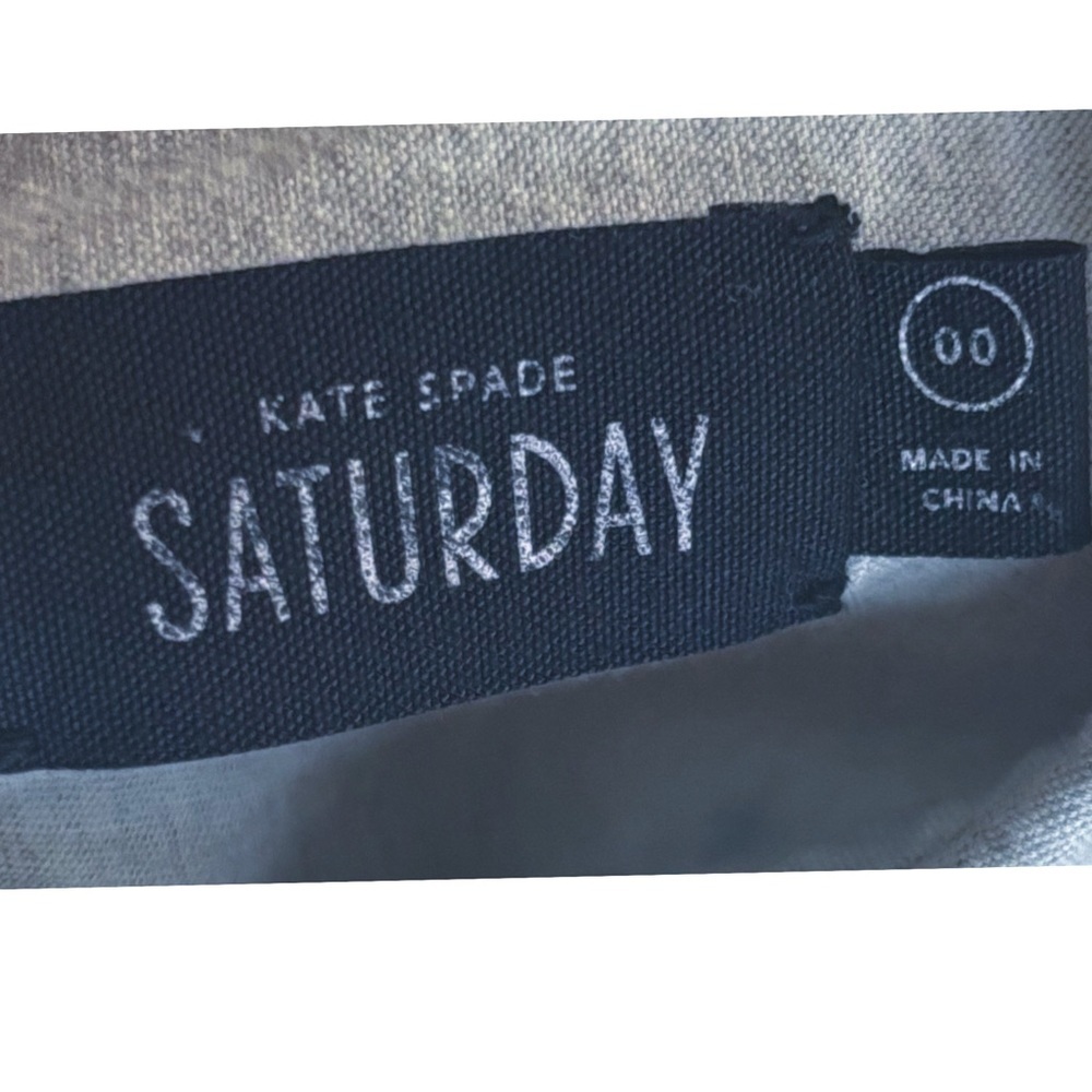 Saturday Kate Spade Light Gray Shirt with Peach Pocket Sz 00 XS S Button Front - Picture 2 of 6